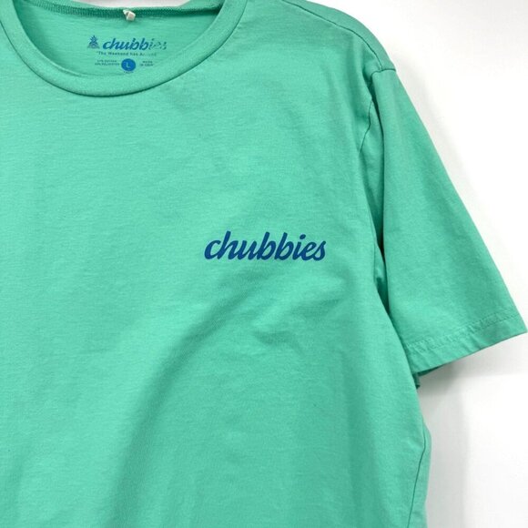 Chubbies Skys Out Thighs Out Blue Green Short Sleeve Shirt men’s size large mint - Picture 2 of 5